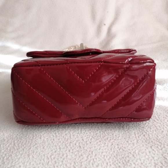 Maja Red Chevron Purse with Double Gold Chain - Picture 14 of 17
